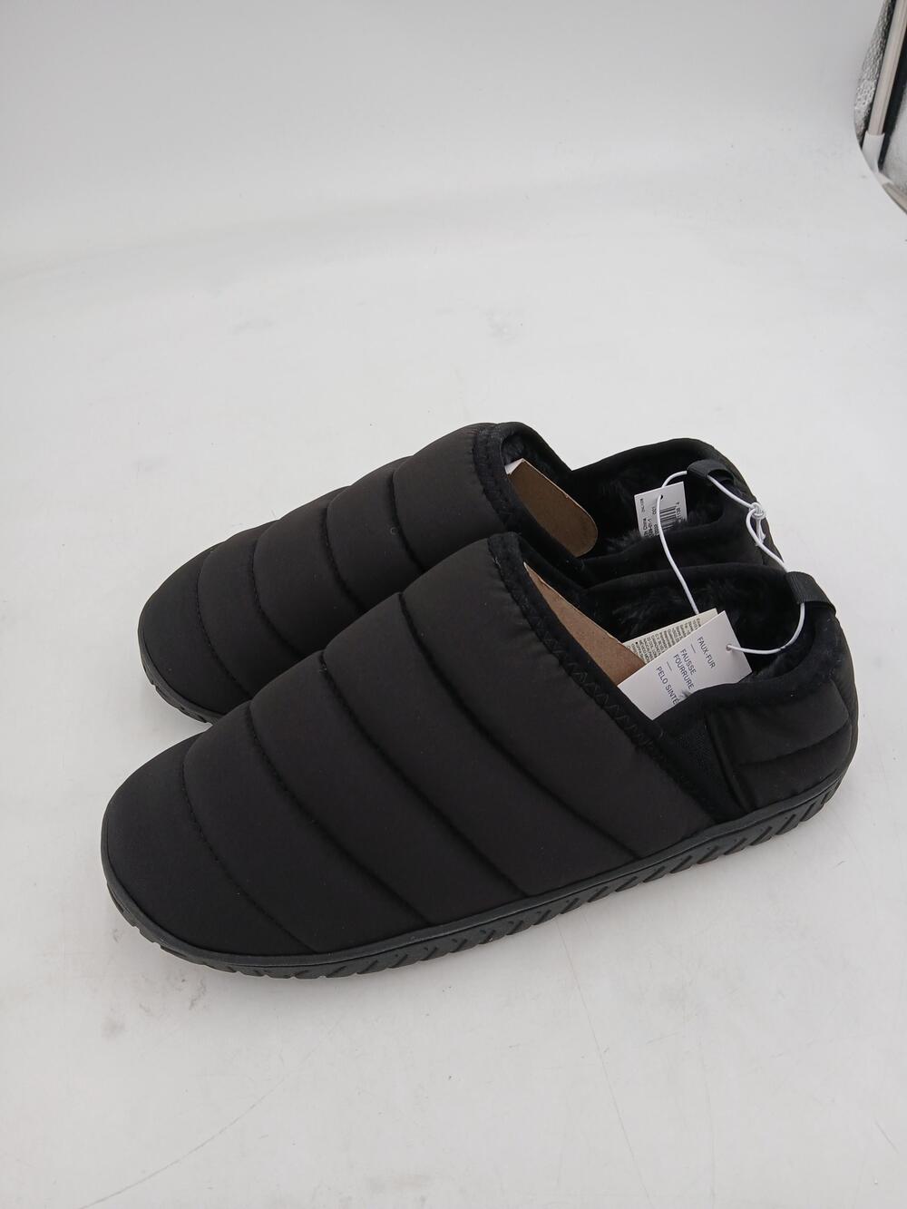 Old Navy Slippers Shoes Mens Black Puffer Faux Fur Lined House Indoor Size 9